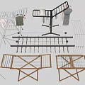 Collection of Clothes Hangers Featuring Foldable Wooden Metal Drying Racks and Hanging Stands