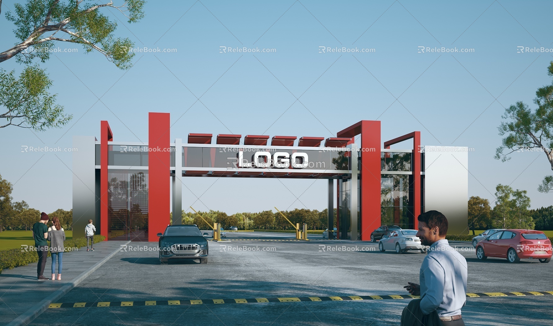 Modern Gate Gate Building Factory Gate Guard Recorder Room Gate Entrance Park Gate Gate Gate 3d model