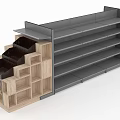 Modern Display Shelves With Multi Tiered Design And Wooden Gray Finish For Retail Store
