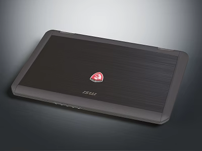 Sleek MSI Laptop With Brushed Metal Surface And Red Logo For Modern Computing Use 3d model
