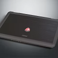 Sleek MSI Laptop With Brushed Metal Surface And Red Logo For Modern Computing Use