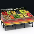 Retail Fruit Vegetable Display Shelf with Colorful Layers and Fresh Produce