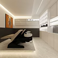 Modern Hair and Beauty Salon Interior With Large Mirrors Styling Chairs Blue White Decor