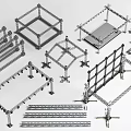 High Quality Structural Building Components With Metal Frames Various Shapes And Connectors 3d model
