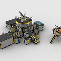 Building Blocks Space Base Structure With Satellite Dish And Helicopter Model 3d model