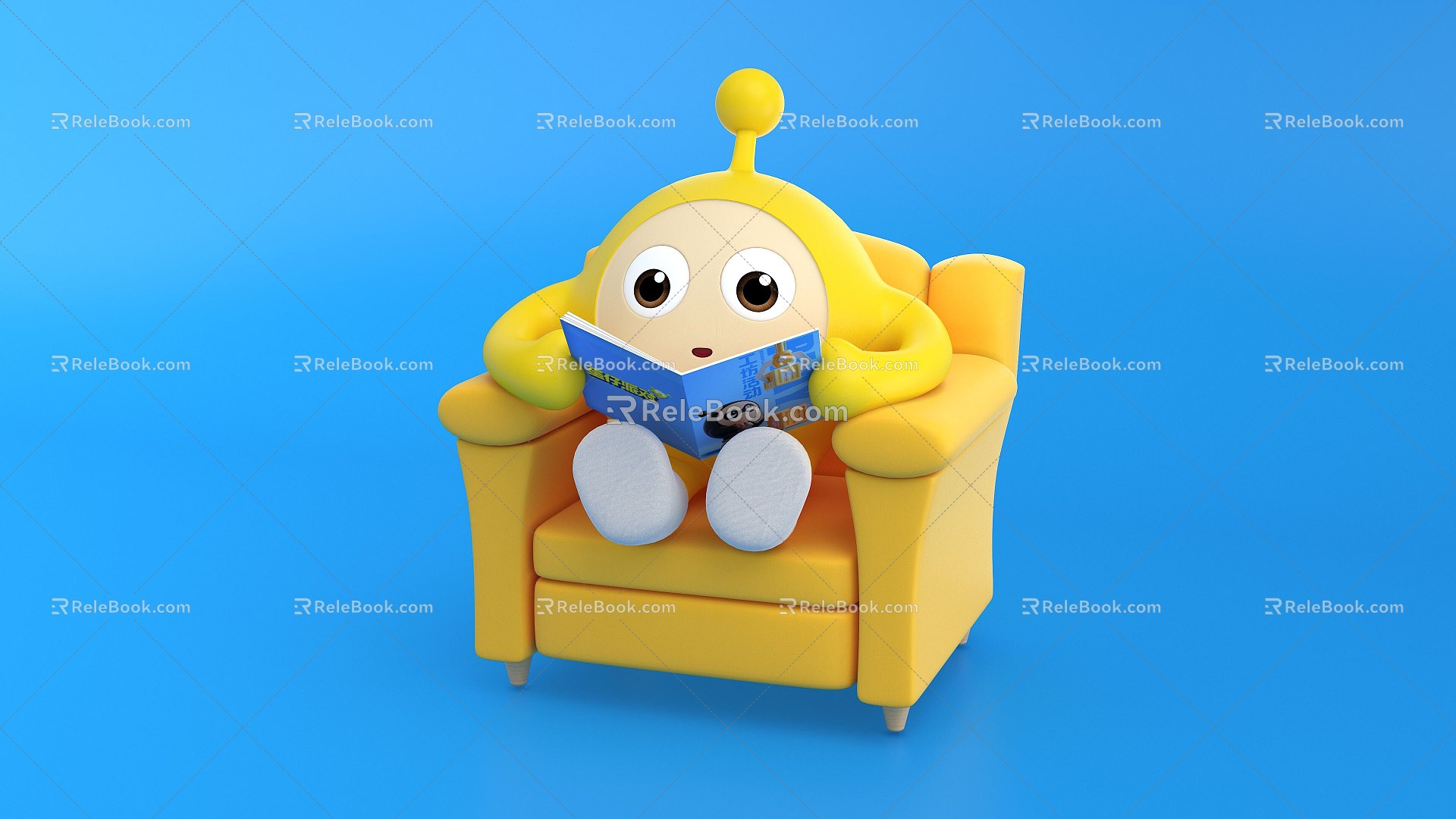 Egg Party Egg Game Sofa Yellow Egg Game Character Cute Cartoon Blind Box Doll Virtual Character Plastic Toy Ornaments 3d model