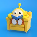 Egg Party Egg Game Sofa Yellow Egg Game Character Cute Cartoon Blind Box Doll Virtual Character Plastic Toy Ornaments 3d model