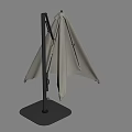 Outdoor Patio Sunshade Featuring Black Frame Light Gray Canopy And Square Base 3d model