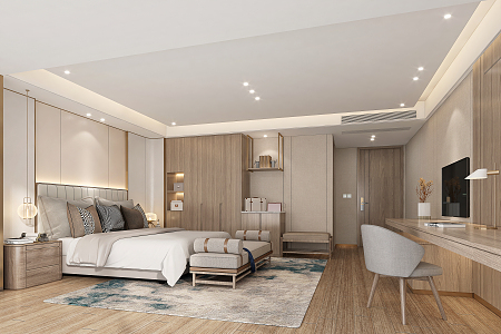 New Chinese Room Hotel Room 3d model