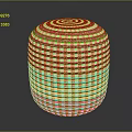 Modern Handwoven Beige and White Round Ottoman for Living Room Seating