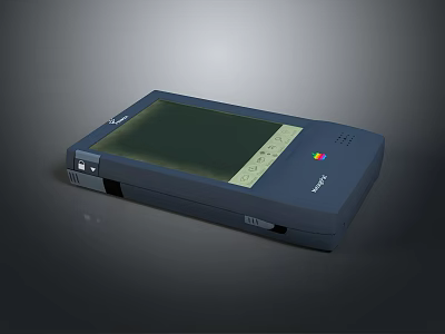 Vintage Portable Computer With Dark Blue Body Screen And Control Panel Design Features 3d model