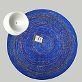 Vibrant Blue Round Area Rug Featuring Spiral Pattern And White Bowl Small Box 3d model