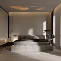 Modern Bedroom Interior Design With Comfortable Bed Natural Light Curtains And Nightstand