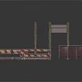 Construction Site Traffic Barriers With Railings Posts And Red White Warning Panels