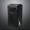 Metal Trash Can With Silver And Black Finish And Lid Design