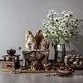 Assorted Breads And Chocolate Pastries With Daisy Vase And Baskets