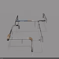 Swing Door Frame Structure With Metal Hinges And Support Components 3d model