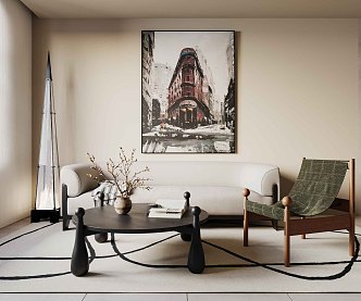 Modern Sofa Coffee Table Combination Decorative Painting Hanging Painting 3d model