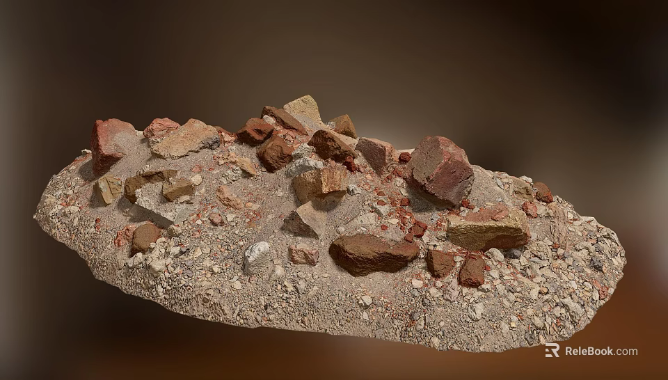 Building Components Including Various Colored Stones And Different Sizes Gravel For Construction 3d model