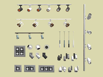 Various Modern Downlights and Spotlights with Different Styles for Home Lighting 3d model