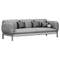 Modern Three Seater Sofa With Various Colors Decorative Pillows And Metal Legs