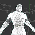 Mythical Warrior Game Movie Character With Silver Armor Fur Details And Red Tattoos