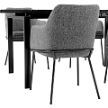 Modern Dining Table Set With Gray Fabric Chairs And Black Table Top 3d model