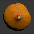 Orange Round Pumpkin With Smooth Texture On Black Reflective Background