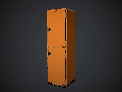 Orange Tall Cabinet With Double Doors And Metal Hinges Simple Design 3d model