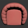 Pink Modern Chair With Scalloped Back Design And Gold Metal Legs