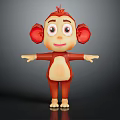 Cartoon Monkey Character 3D Model With Red Fur Big Ears Open Arms And Friendly Expression 3d model