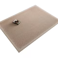 Light Beige Square Rug With Woven Texture And Decorative Accent Piece 3d model