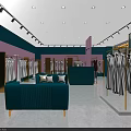 Modern Fashionable Clothing Store Interior With Mannequins Apparel Displays And Decorative Plants