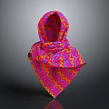 Vibrant Zigzag Pattern Headscarf With Pink Orange And Purple Colors For Daily Wear