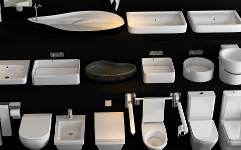 Modern Sanitary Ware Toilet Urinal Bathroom Combination 3d model