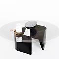Modern Coffee Table With Transparent Glass Top And Black Curved Base Decorative Items
