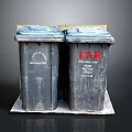Double Household Trash Bins With Red Text Labels For Home Daily Use