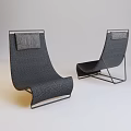 Two Stylish Modern Leisure Chairs With Gray Cushions And Metal Frame Design
