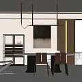 Modern Restaurant Interior Design With Round Dining Table Brown Chairs And Pendant Lights