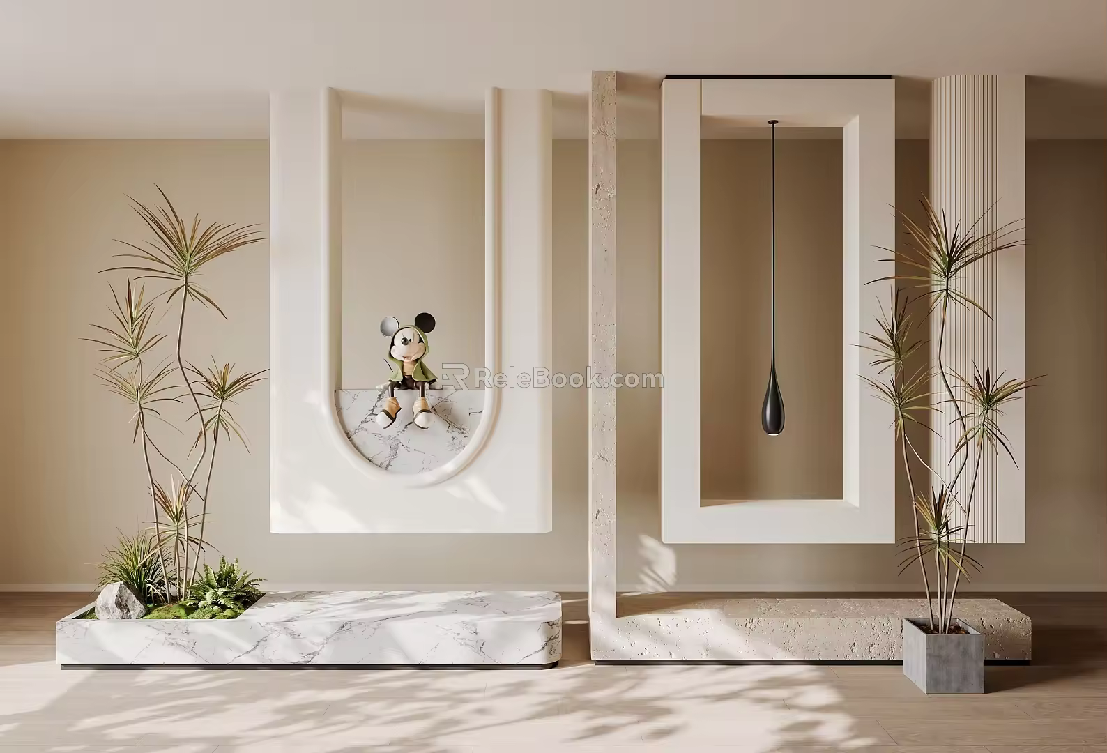 Cream wind porch partition 3d model