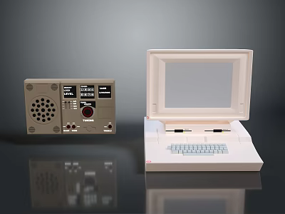 Professional Gray And White Electronic Devices With Control Panel Display And Keyboard 3d model