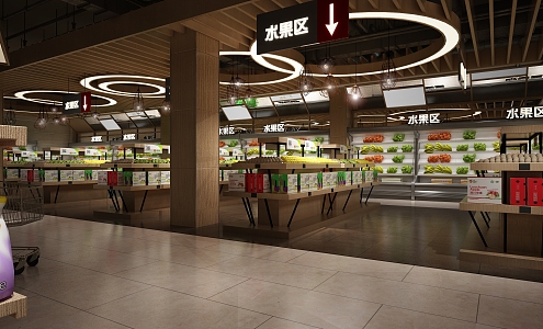 modern supermarket fruit area 3d model