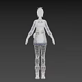 Animated Woman Character With Brown Hair Blue White Top Brown Belt And Brown Boots Standing