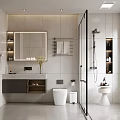 Modern Bathroom Interior Design With Glass Shower Enclosure Wall Mounted Towel Rack And Storage Niche