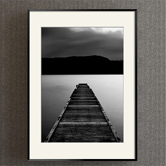 Modern Landscape Painting Simple Black and White Study Lake Decorative Painting 3d model