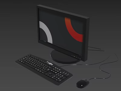 Black Desktop Computer Setup With Monitor Keyboard Mouse And Screen Graphics 3d model