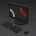 Black Desktop Computer Setup With Monitor Keyboard Mouse And Screen Graphics 3d model