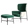 Comfortable Modern Leisure Chair With Beige Padded Back And Matching Ottoman Design