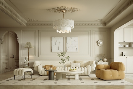 French Home Living Room 3d model