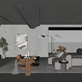 Modern Living Room Interior With Gray Sofa Armchair Coffee Table Floor Lamp And Scenic View